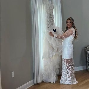Adele Bridal Lace Maxi Robe - Includes Slip